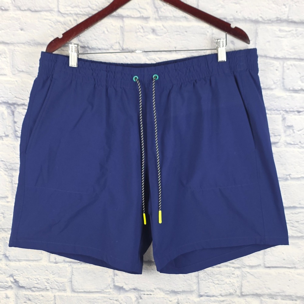 Bonobos Men Swim Trunks Navy‎ Blue 7 Inch Inseam Drawstring Board Shorts Sz XL
